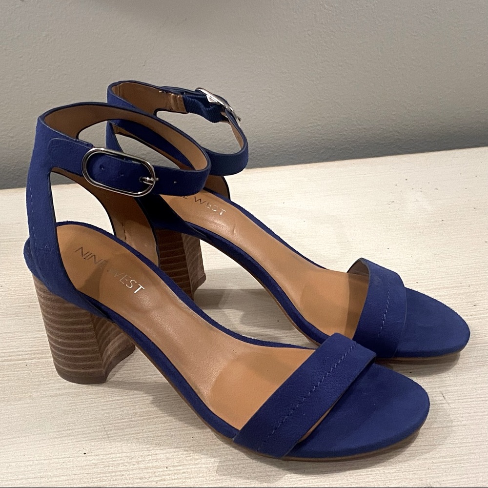 Nine West Sindie Royal Blue Strappy Heels 6